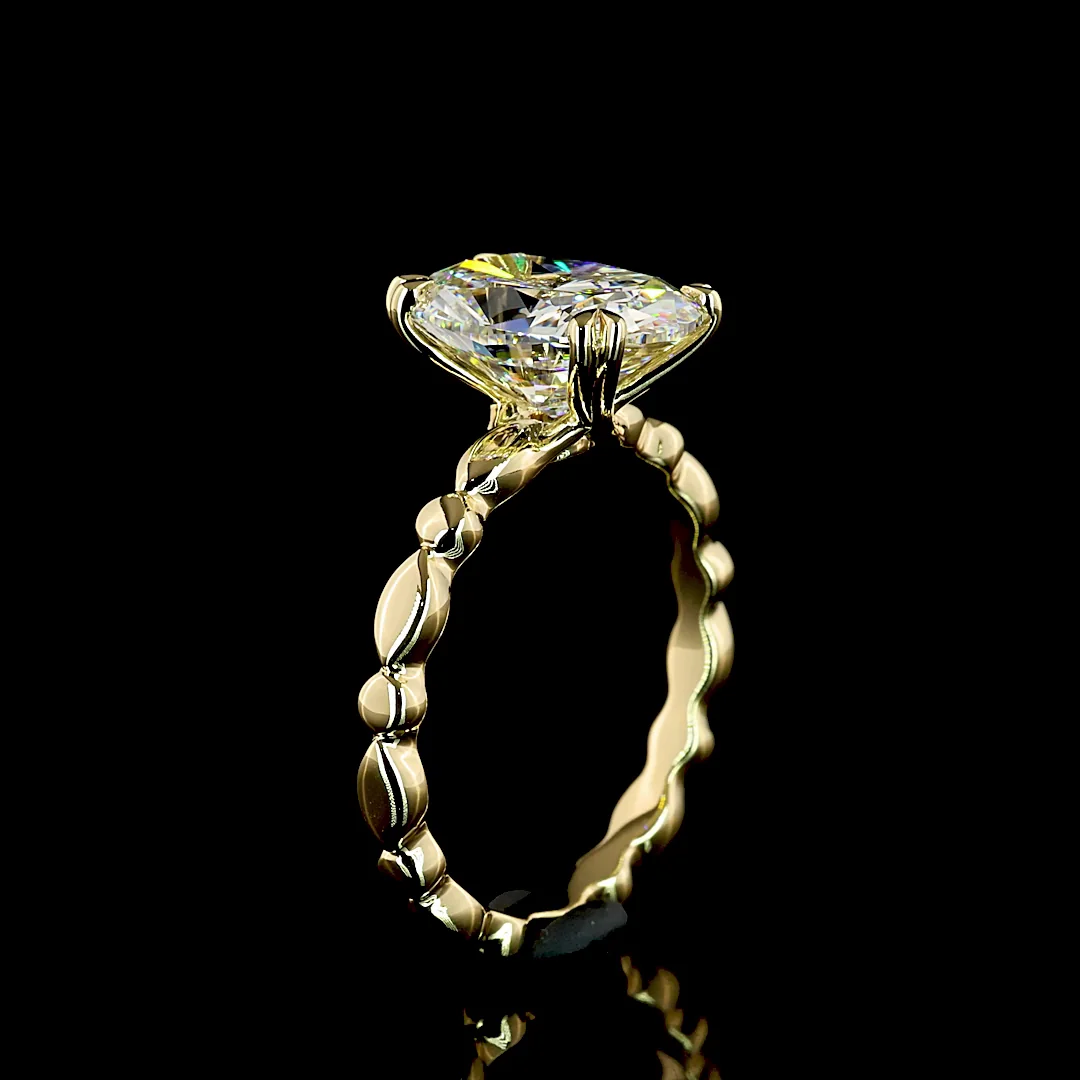 3.02 Cts 14k Yellow Gold Cushion Brilliant Shape Special Ring - Image 4