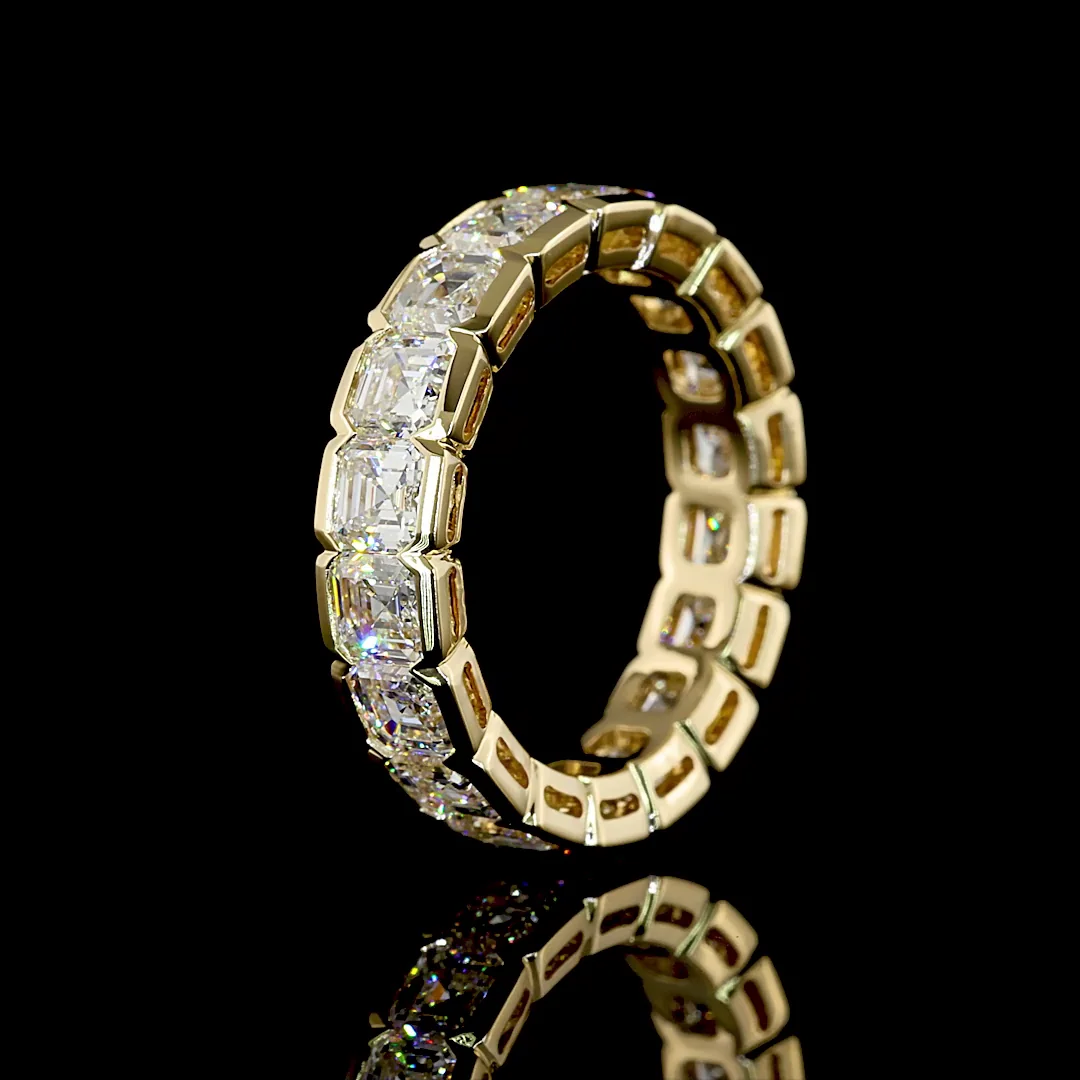 5.07 Cts 14k Yellow Gold Asscher Shape Eternity Band Eternity Band - Image 4
