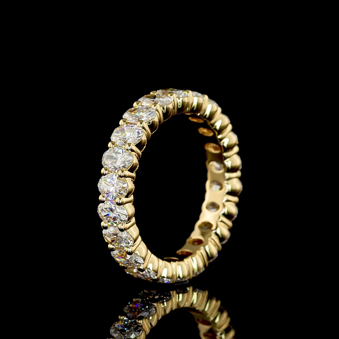 3.03 Cts 18k Yellow Gold Oval Shape Eternity Band Eternity Band - Image 4