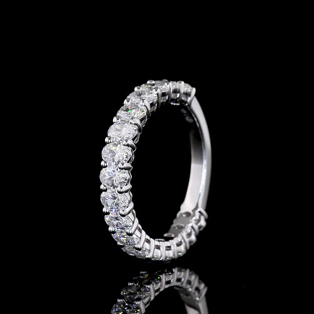 1.7 Cts 14k White Gold Oval Shape 3/4 Band Eternity Band - Image 4