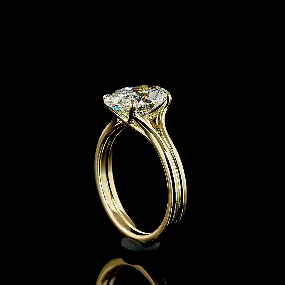 2.53 Cts 14k Yellow Gold Oval Shape Solitaire Ring - Image 2