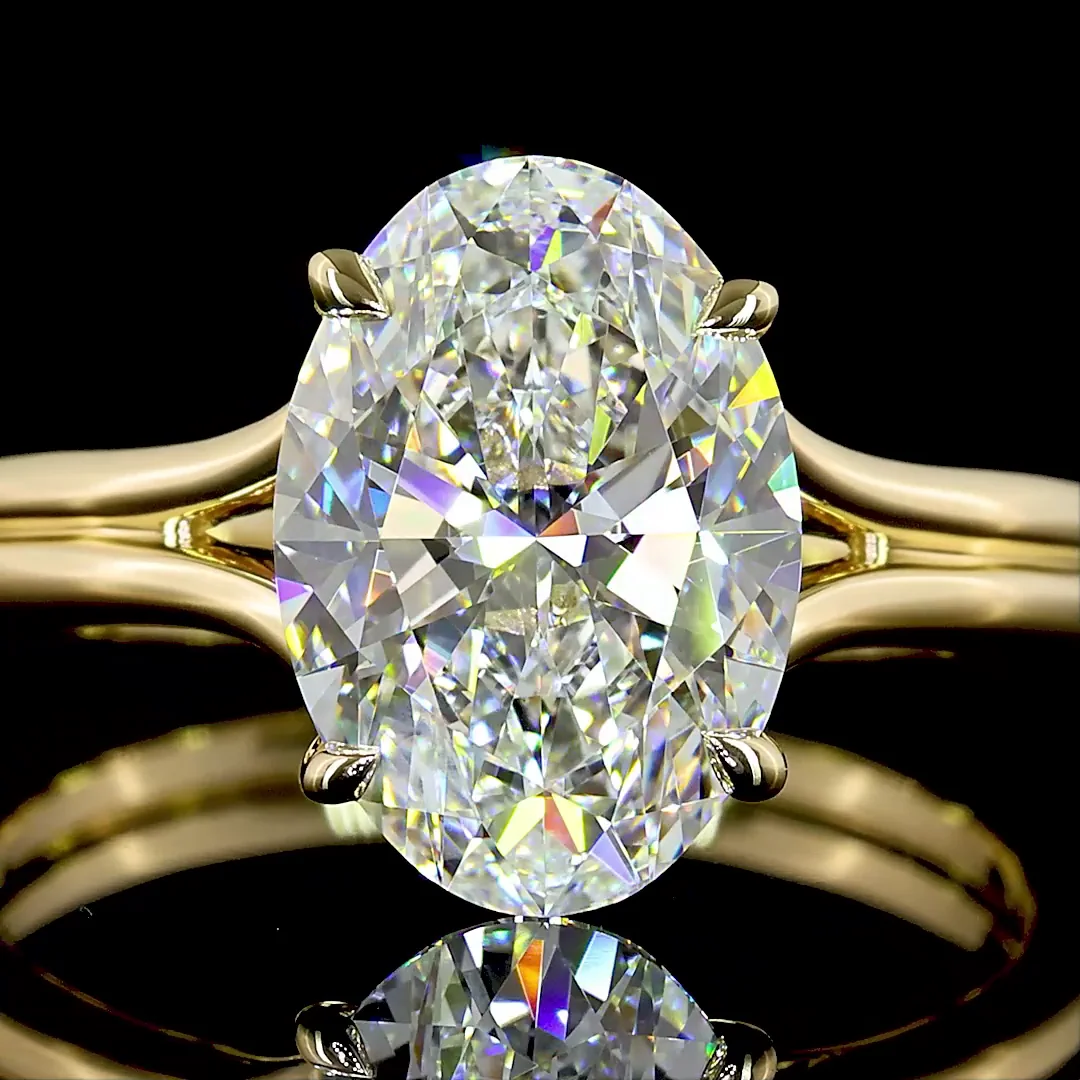 2.53 Cts 14k Yellow Gold Oval Shape Solitaire Ring - Image 3