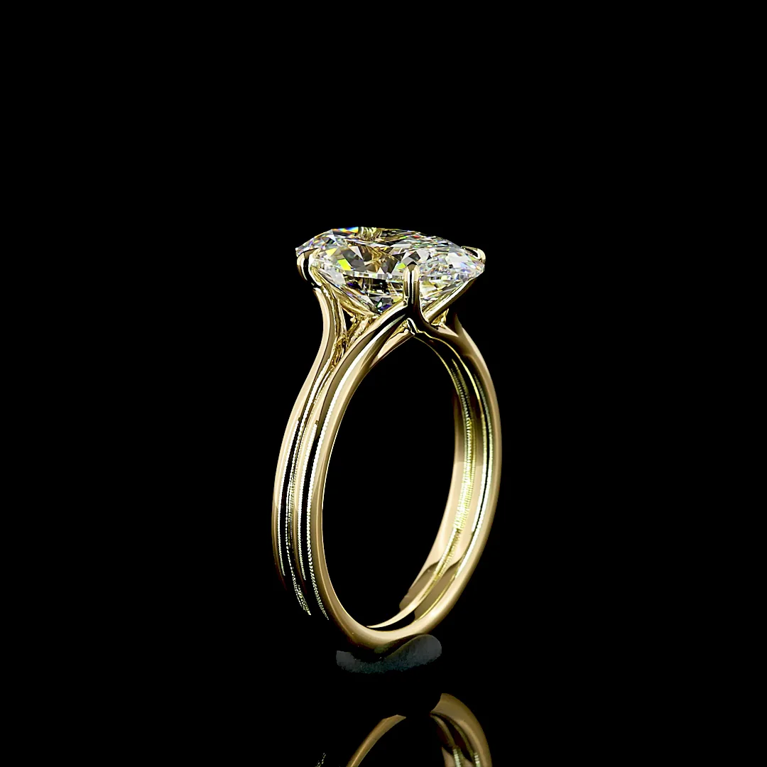 2.53 Cts 14k Yellow Gold Oval Shape Solitaire Ring - Image 4