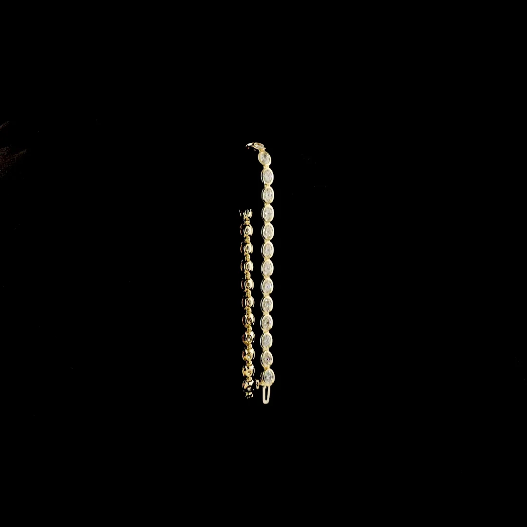 5.4 Cts 14k Yellow Gold Oval Shape Tennis Bracelet - Image 3