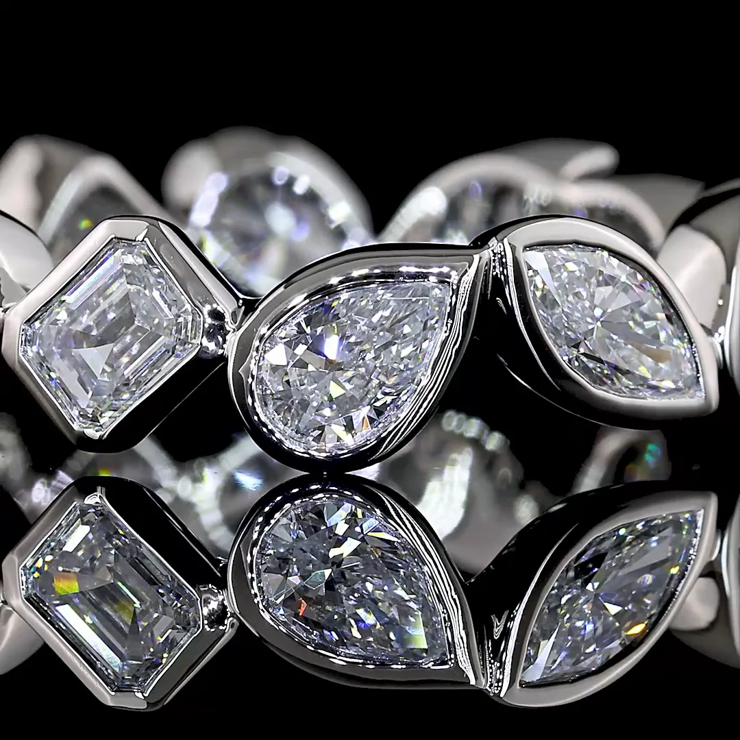 2.68 Cts Platinum Mix Shape Eternity Band Eternity Band - Image 3