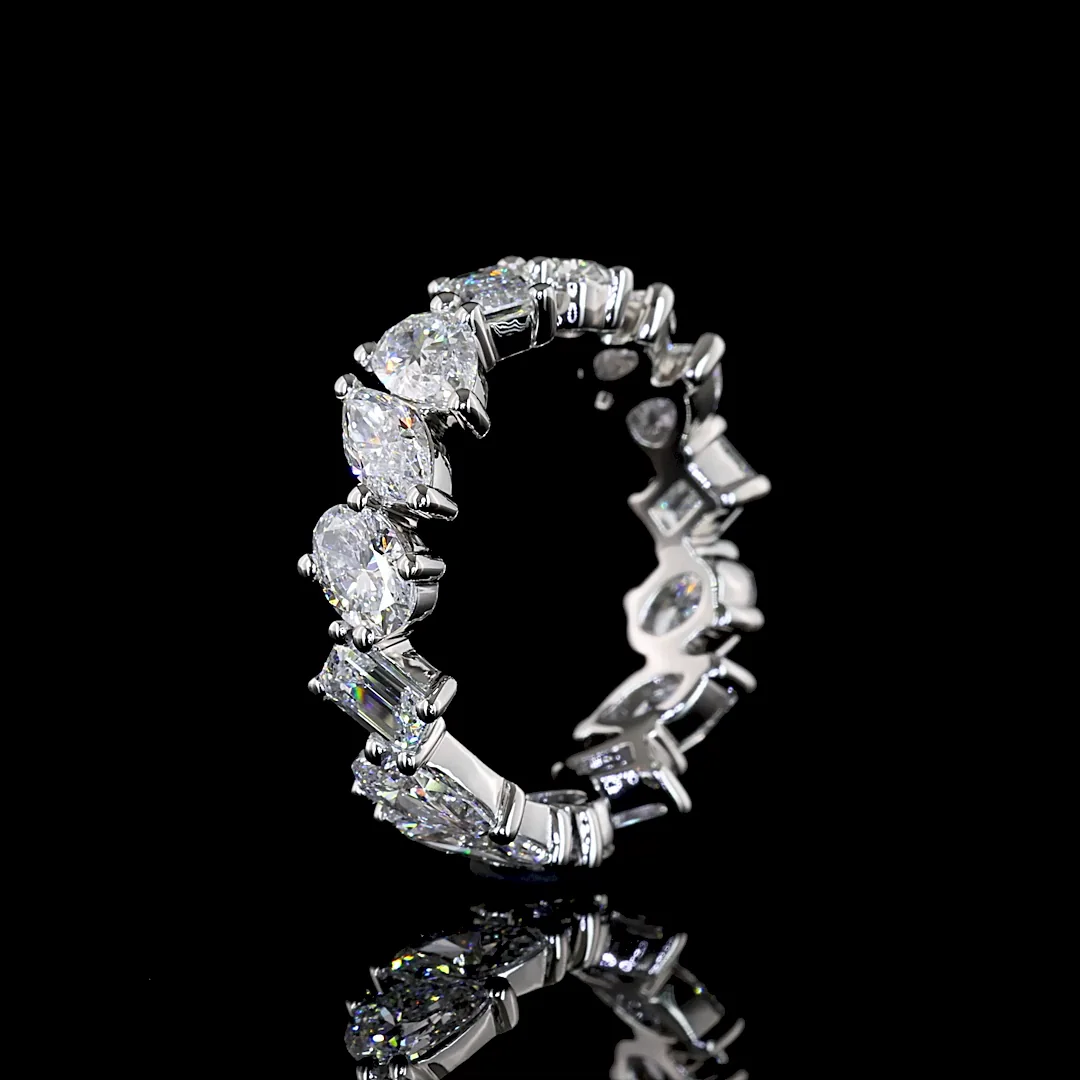 2.98 Cts Platinum Mix Shape Eternity Band Eternity Band - Image 4