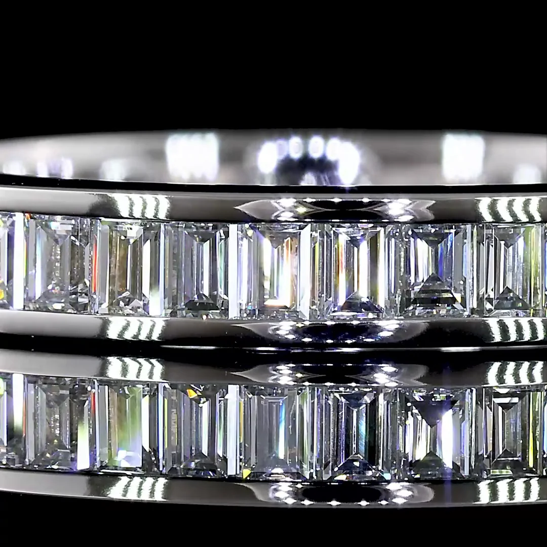 1.04 Cts 14k White Gold Baguette Shape 3/4 Band Eternity Band - Image 3