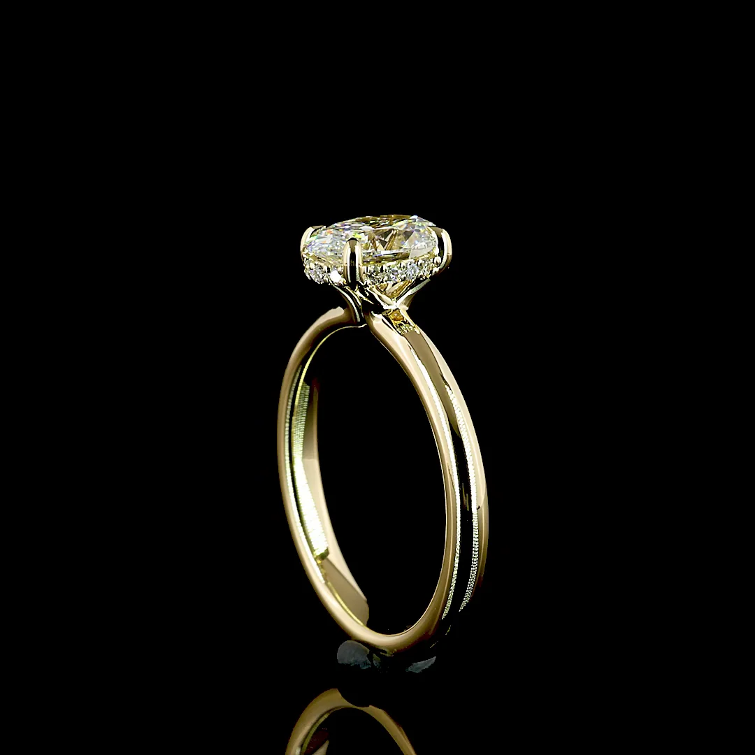 1.12 Cts 14k Yellow Gold Oval Shape Hidden Halo Ring - Image 2