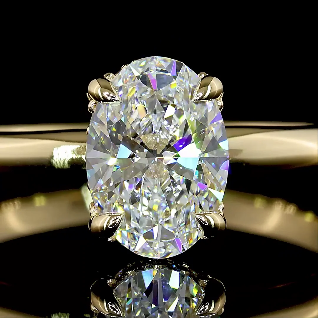 1.12 Cts 14k Yellow Gold Oval Shape Hidden Halo Ring - Image 3