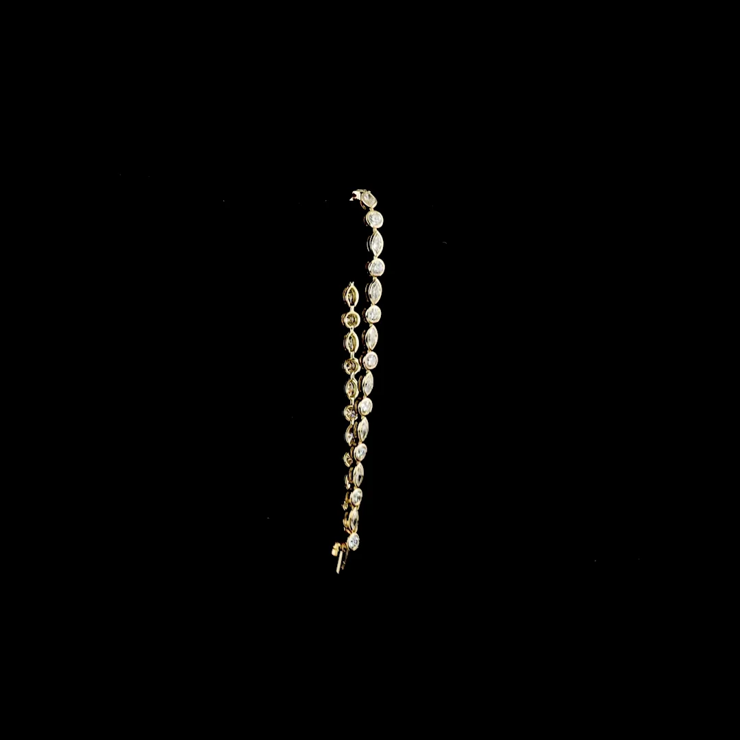 4 Cts 14k Yellow Gold Mix Shape Tennis Bracelet - Image 3