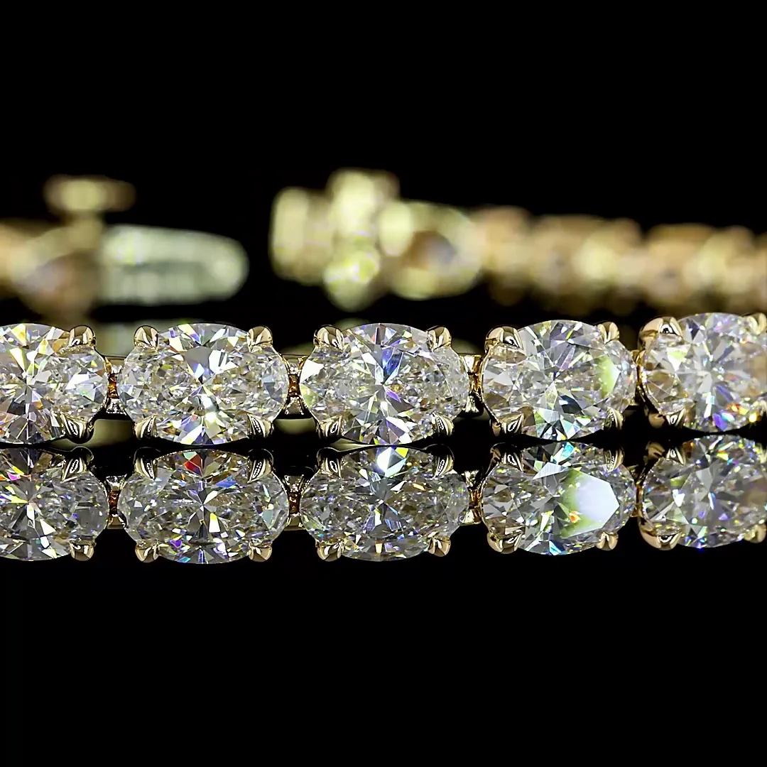 10.55 Cts 14k Yellow Gold Oval Shape Tennis Bracelet - Image 2