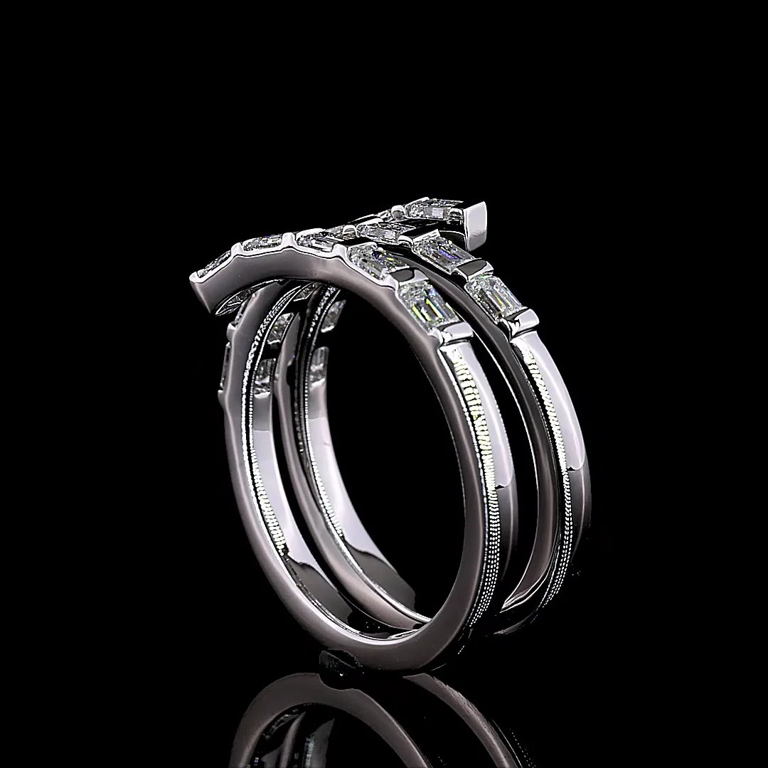 1.14 Cts 14k White Gold Emerald Shape Special Eternity Band - Image 2