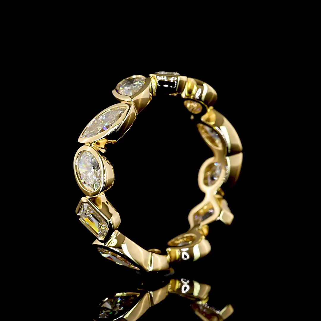 2.6 Cts 18k Yellow Gold Mix Shape Eternity Band Eternity Band - Image 4