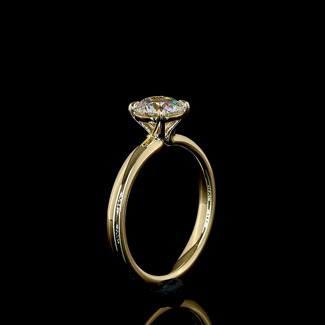 1.02 Cts 14k Yellow Gold Radiant Shape Solitaire Ring - Image 4