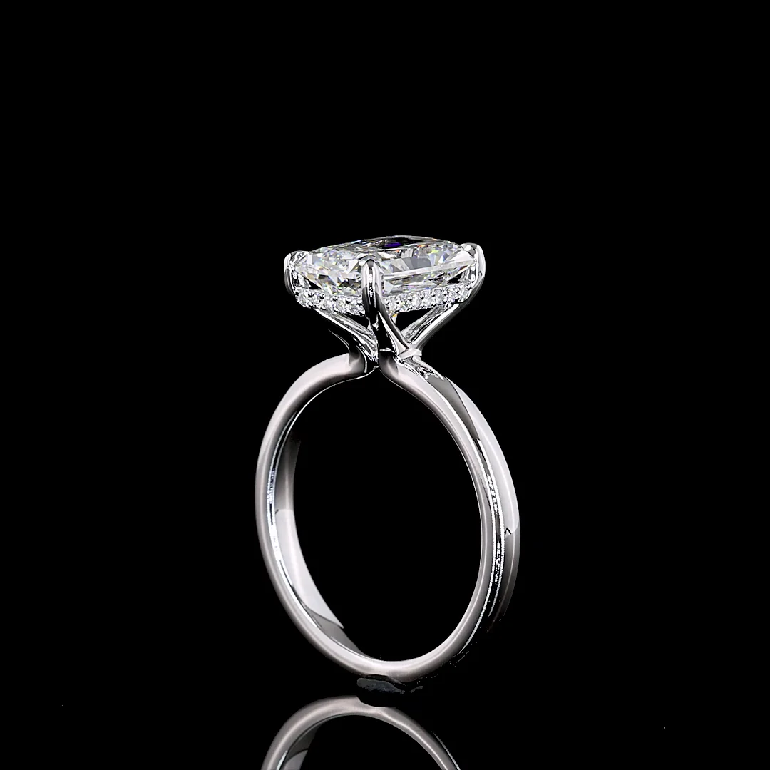 3.26 Cts 14k White Gold Radiant Shape Hidden Halo Ring - Image 2