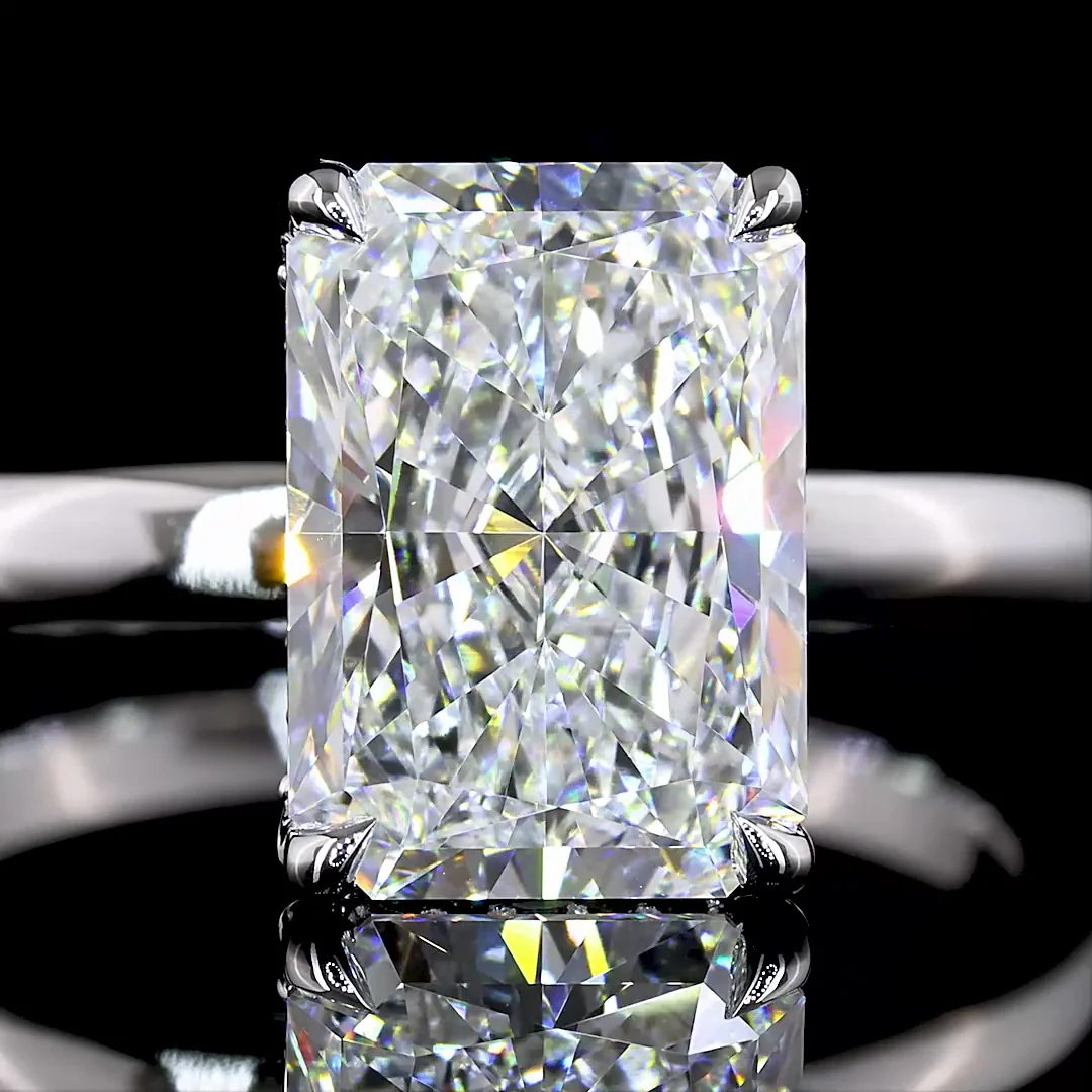 3.26 Cts 14k White Gold Radiant Shape Hidden Halo Ring - Image 3