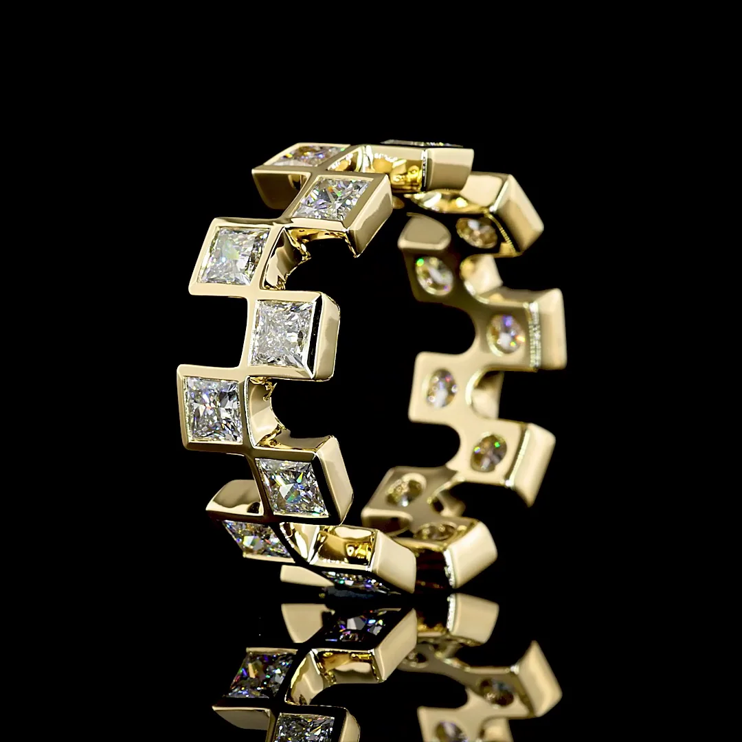 3.62 Cts 14k Yellow Gold Princess Shape Eternity Band Eternity Band - Image 4