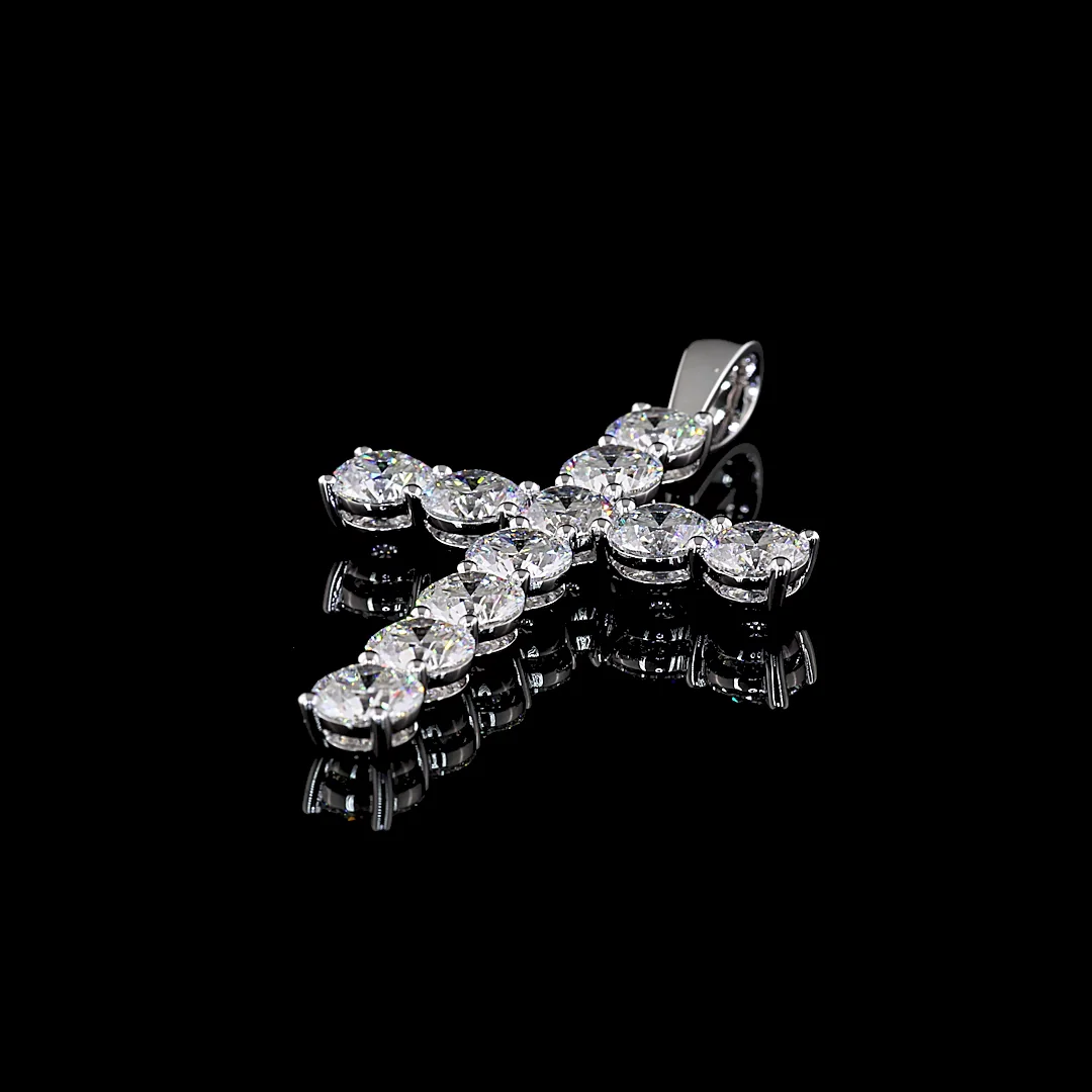 13.92 Cts 14k White Gold Round Shape Symbol Pendant - Image 2