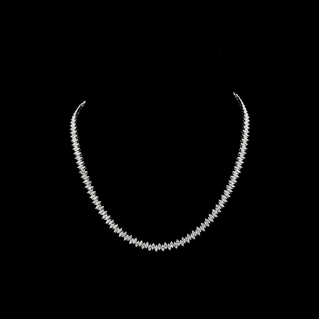 9.82 Cts 14k White Gold Marquise Shape Tennis Necklace - Video