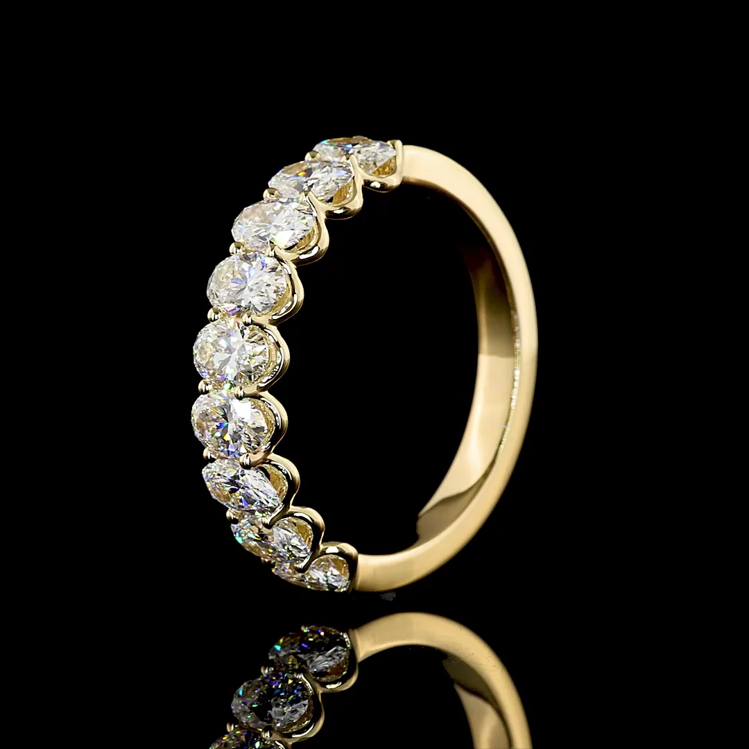 2.14 Cts 14k Yellow Gold Oval Shape Half Eternity Eternity Band - Image 4