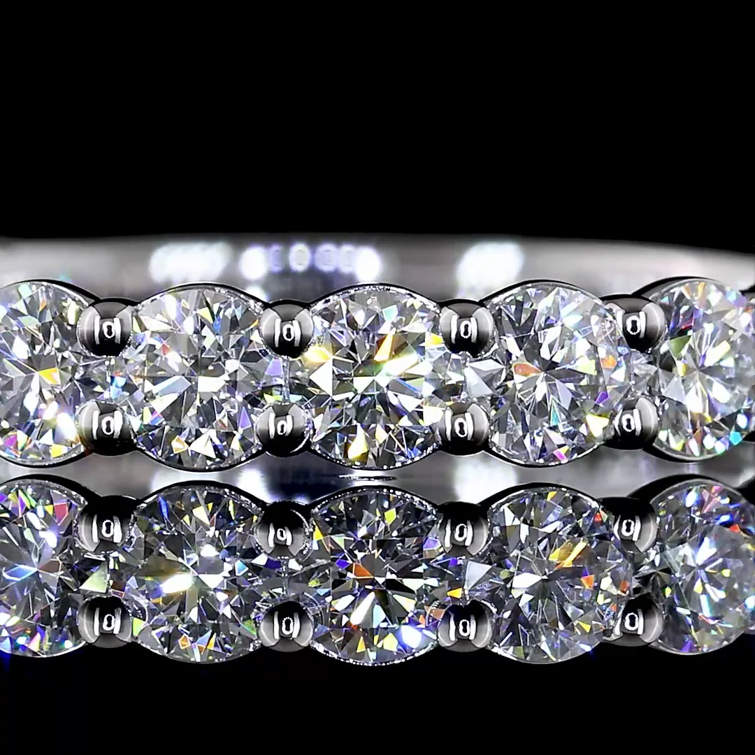 1 Cts 14k White Gold Round Shape Half Eternity Eternity Band - Image 3