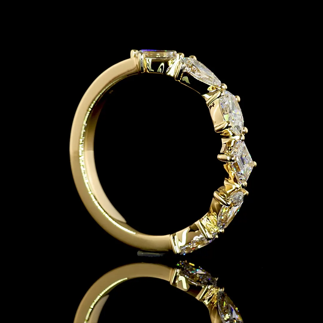 1.17 Cts 18k Yellow Gold Emerald Shape Half Eternity Eternity Band - Image 2