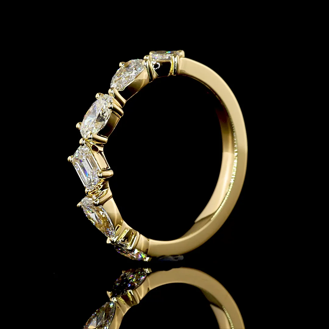 1.17 Cts 18k Yellow Gold Emerald Shape Half Eternity Eternity Band - Image 4