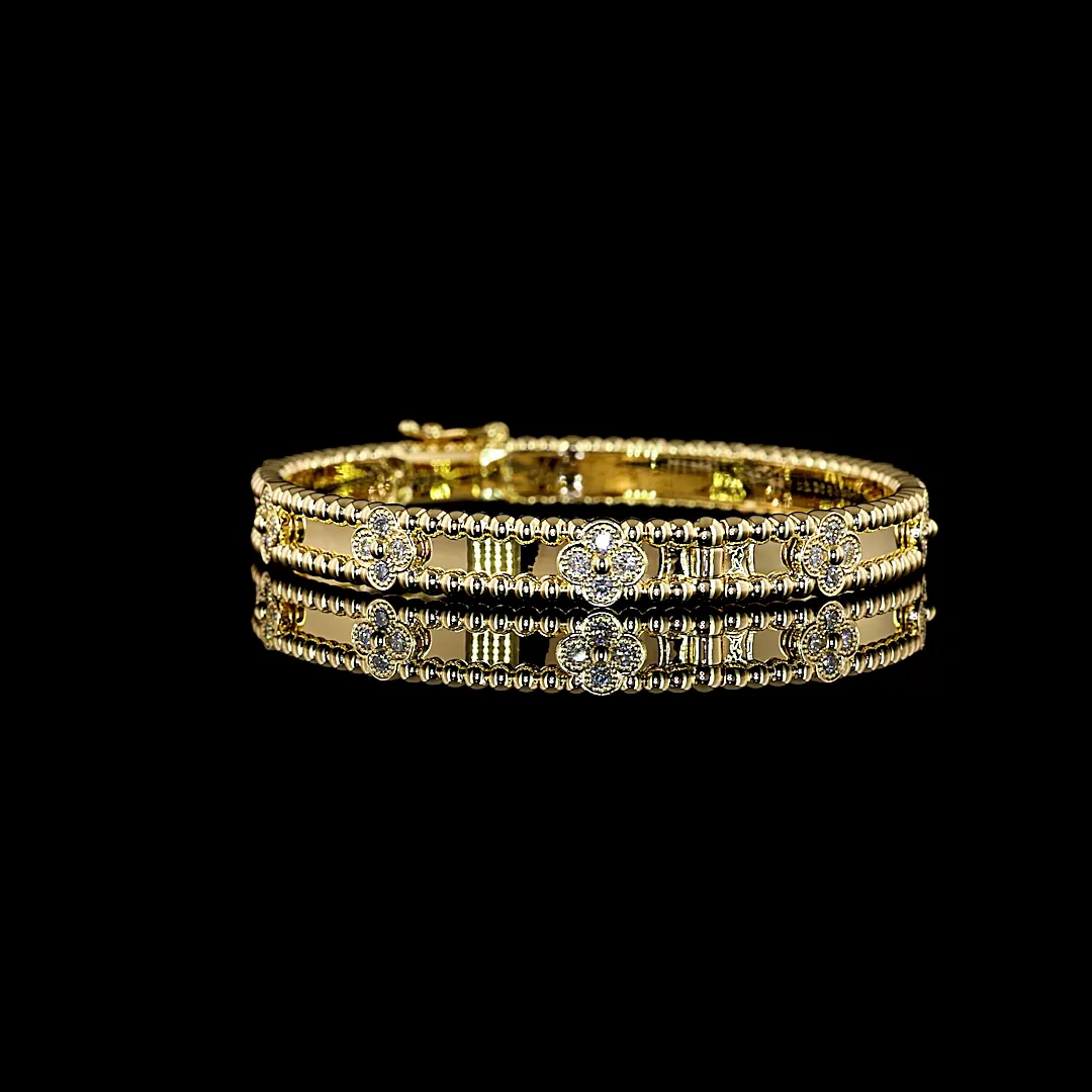 1.12 Cts 18k Yellow Gold Round Shape Bangles Bracelet - Image 2