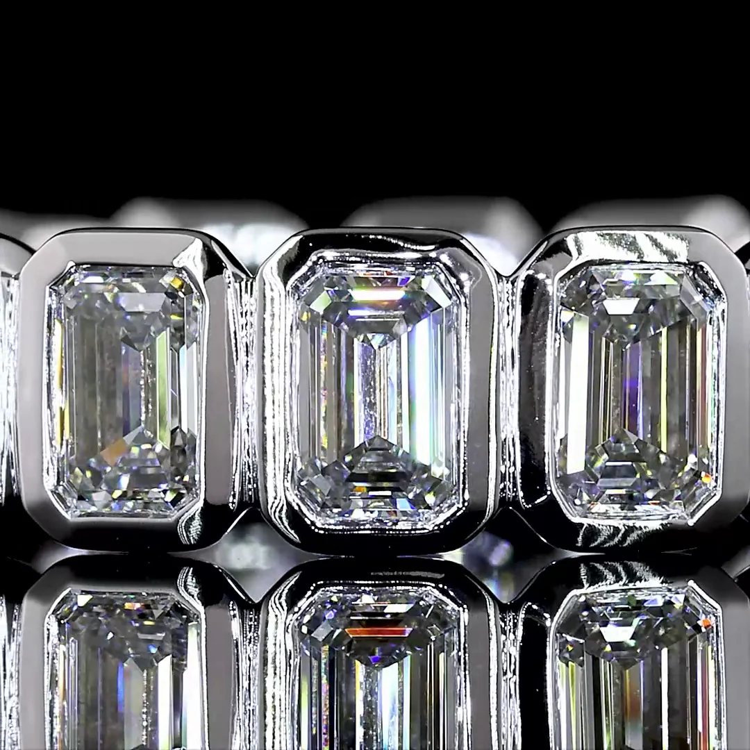 3.14 Cts 14k White Gold Emerald Shape Eternity Band Eternity Band - Image 3