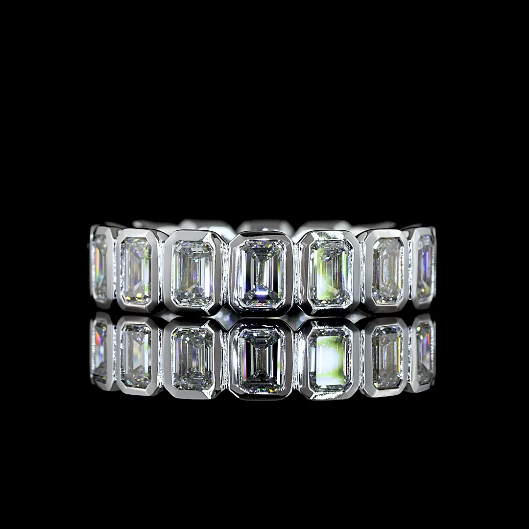 3.14 Cts 14k White Gold Emerald Shape Eternity Band Eternity Band - Video
