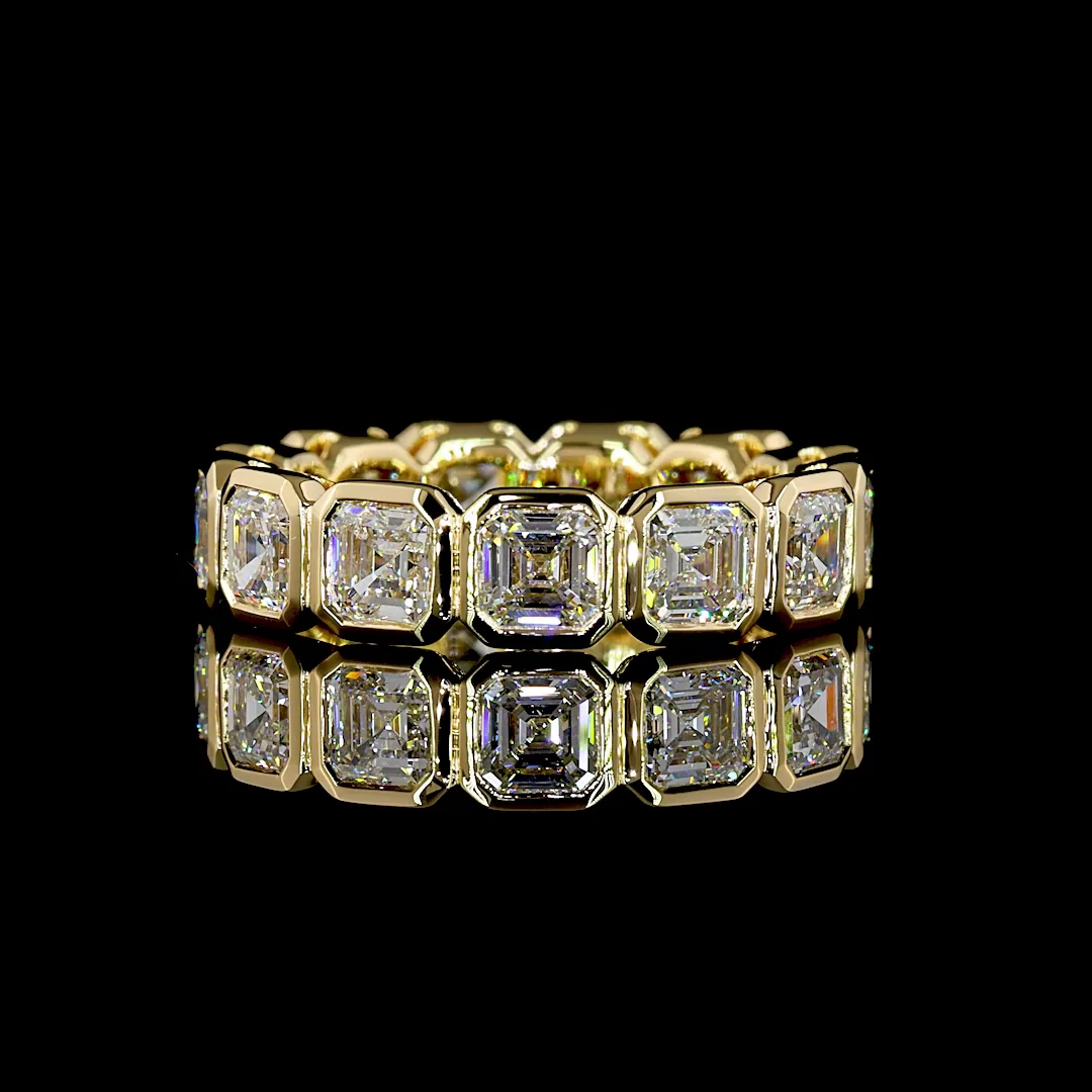 4.03 Cts 18k Yellow Gold Asscher Shape Eternity Band Eternity Band - Video
