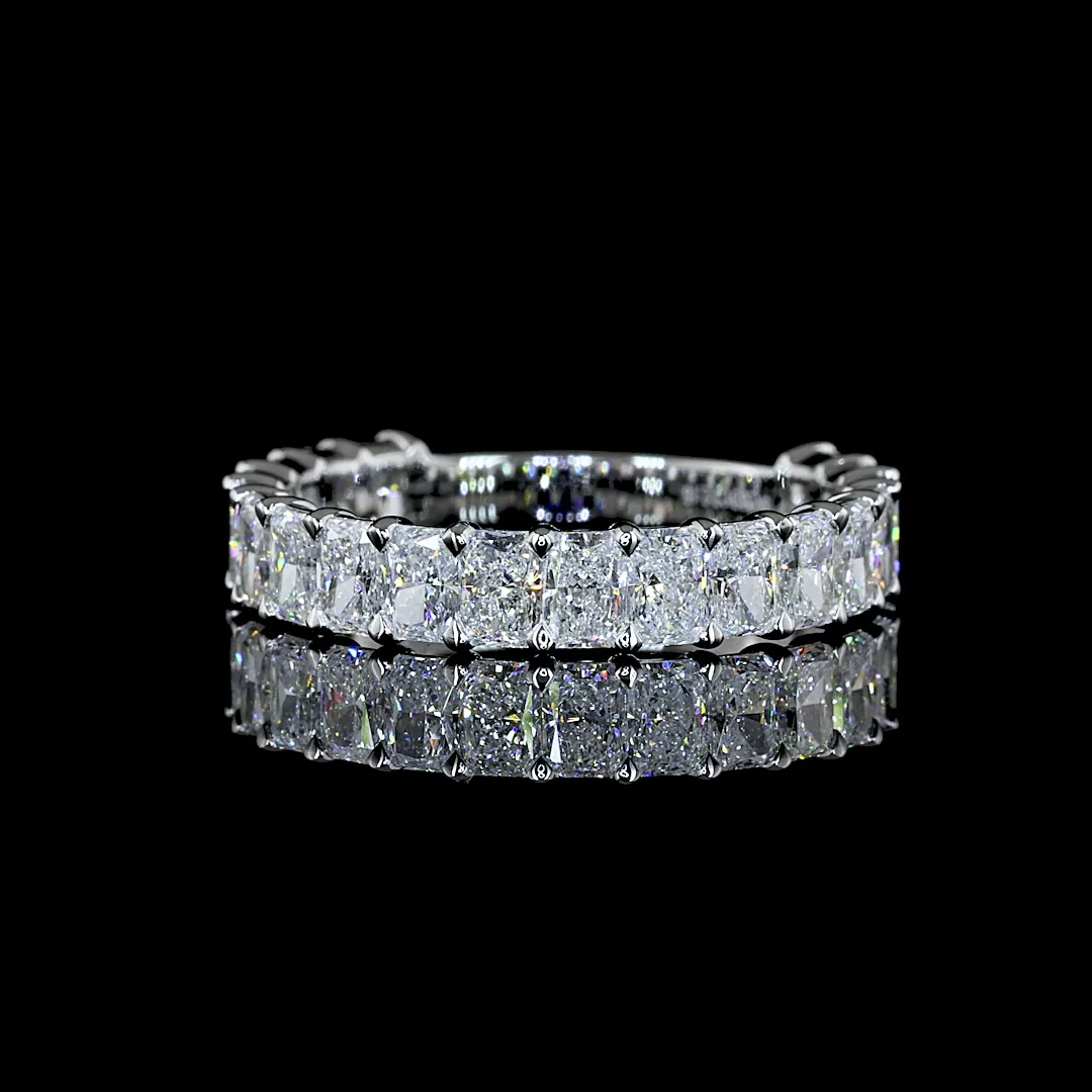 2.18 Cts 18k White Gold Radiant Shape 3/4 Band Eternity Band - Video