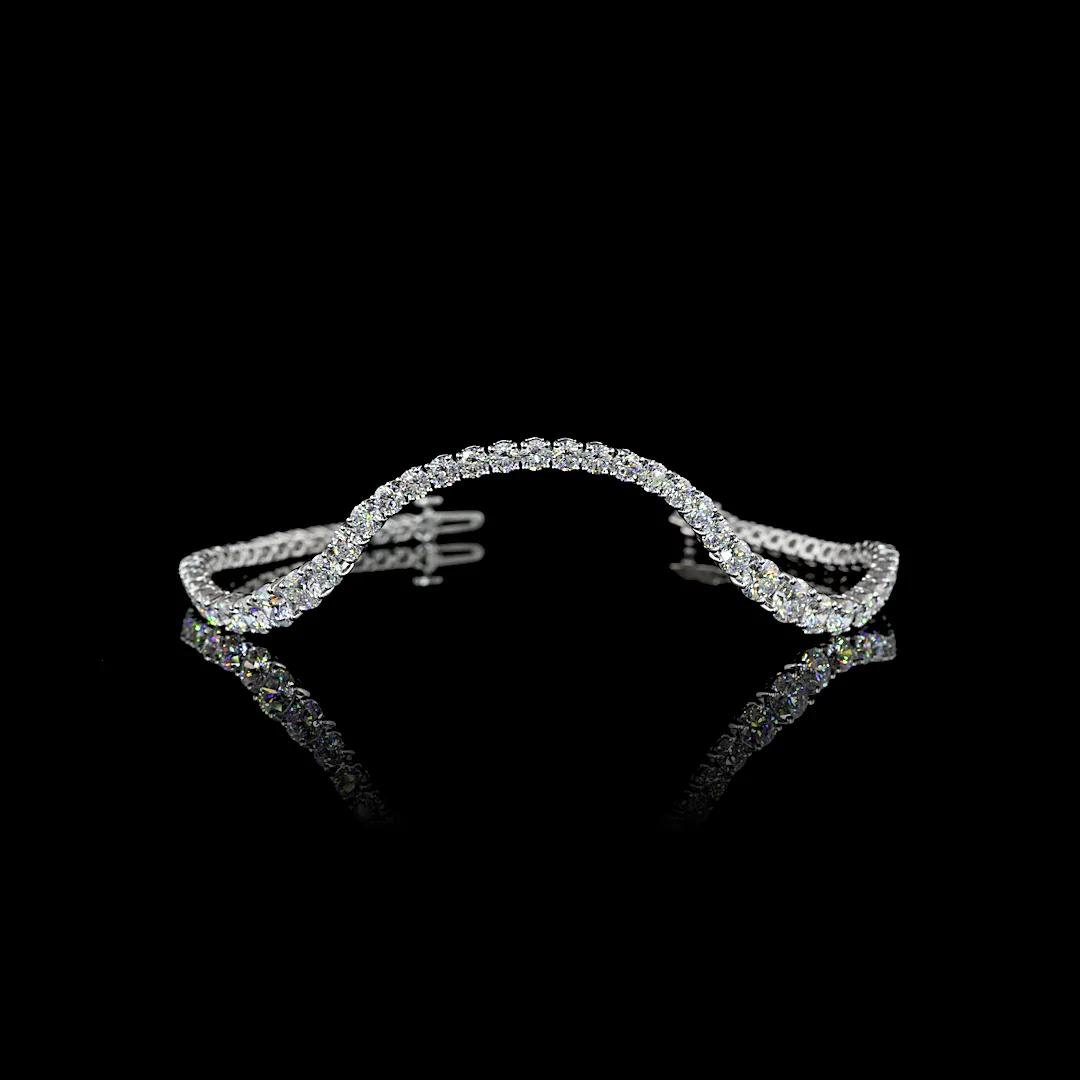 8.48 Cts 14k White Gold Round Shape Special Bracelet - Video