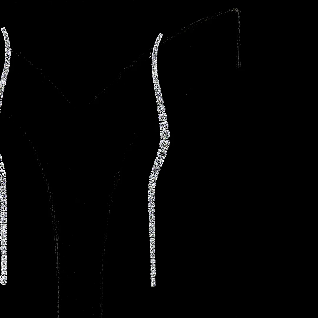 2.13 Cts 18k White Gold Round Shape Hanging Earring - Image 3