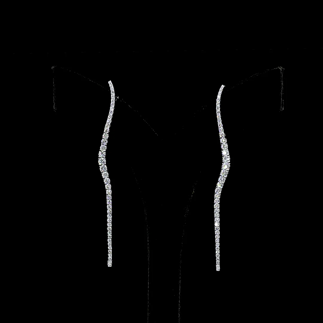 2.13 Cts 18k White Gold Round Shape Hanging Earring - Video