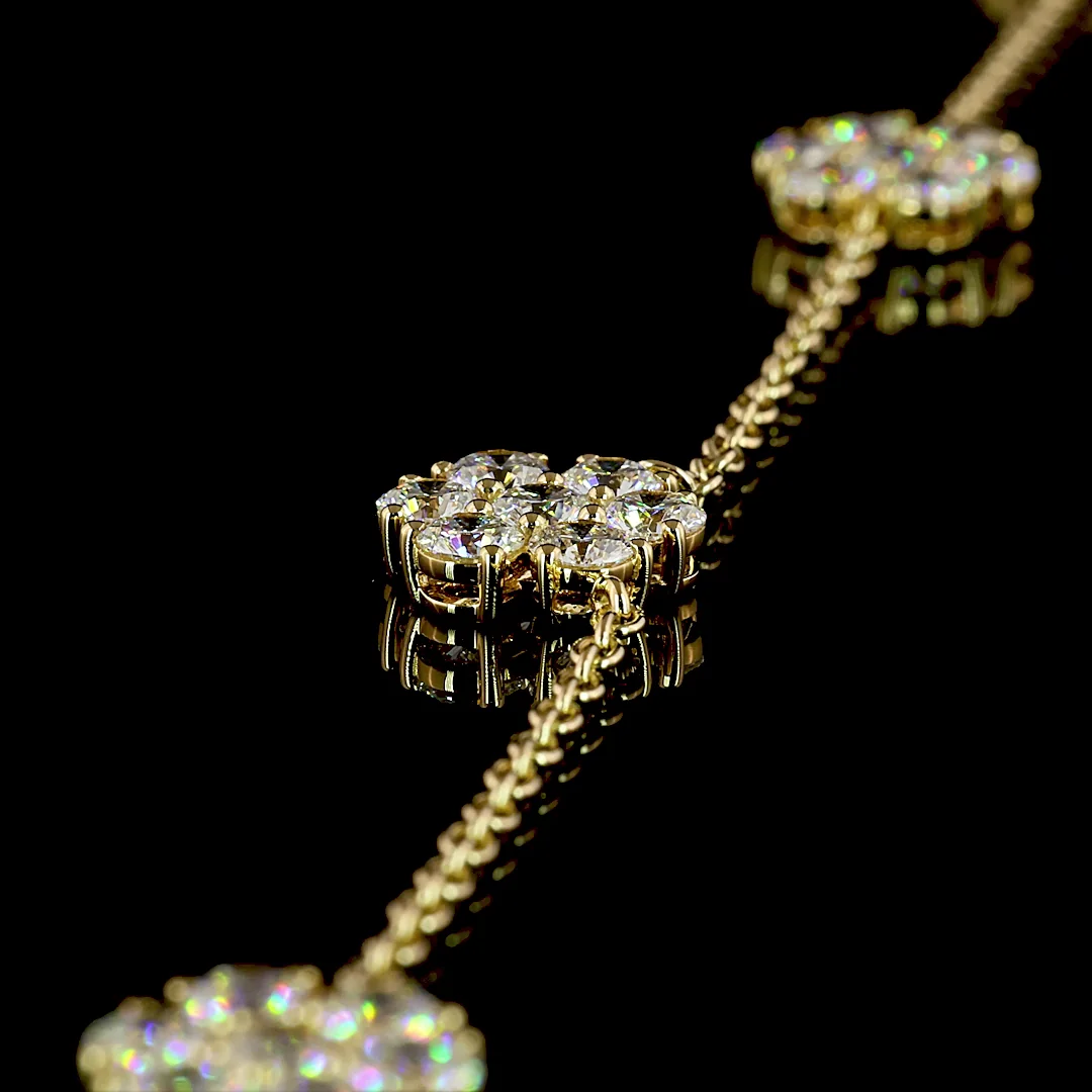 4.83 Cts 18k Yellow Gold Round Shape Station Necklace - Image 4