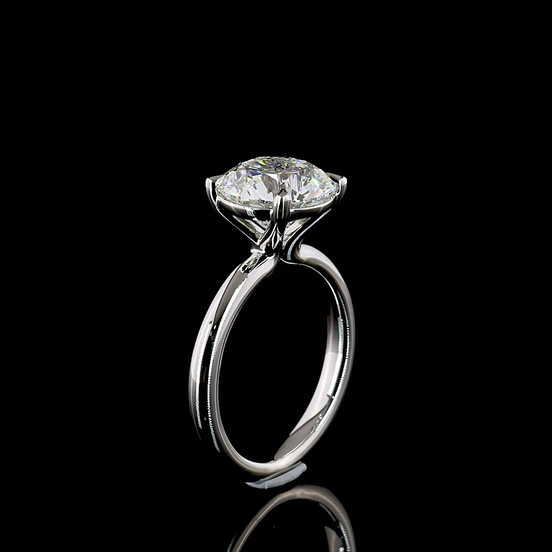 3.01 Cts Platinum Round Shape Solitaire Ring - Image 4