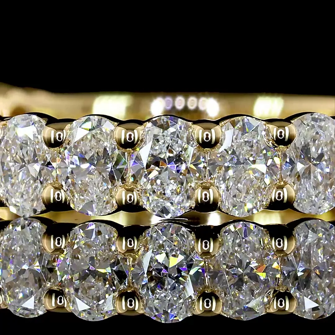 1.28 Cts 18k Yellow Gold Oval Shape 3/4 Band Eternity Band - Image 3