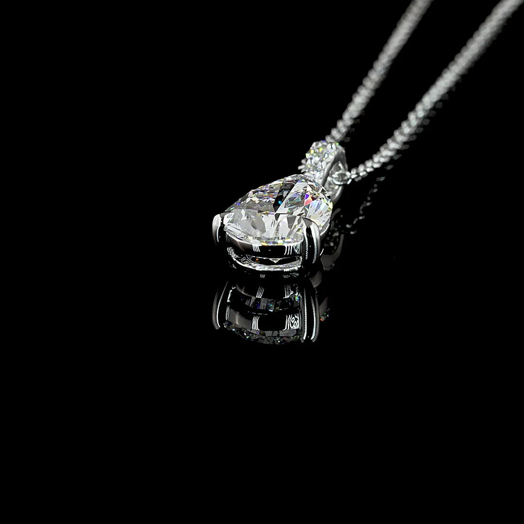 1.66 Cts 14k White Gold Pear Shape Pendant Pendant - Image 4