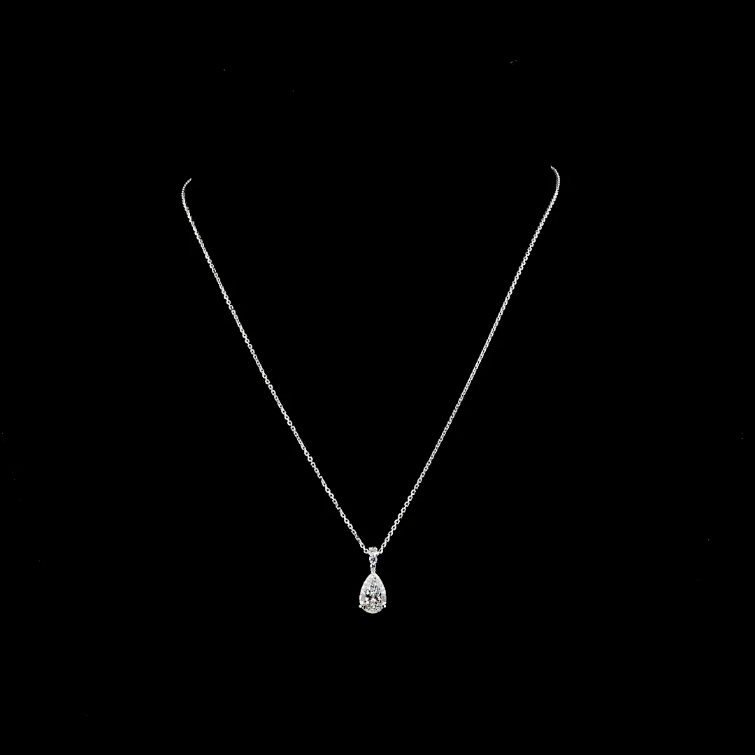 1.66 Cts 14k White Gold Pear Shape Pendant Pendant - Video