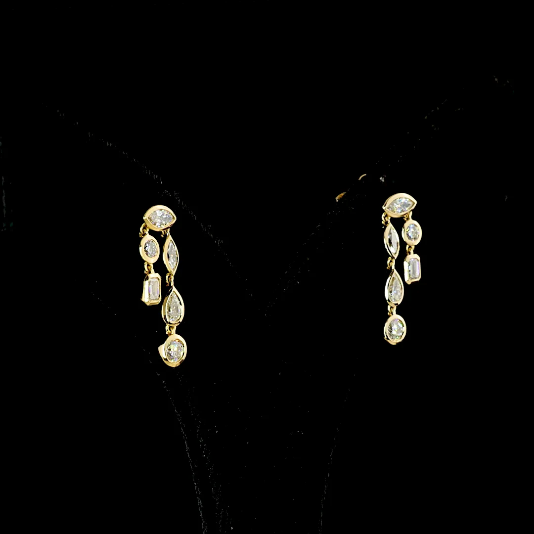 0.98 Cts 14k Yellow Gold Marquise Shape Hanging Earring - Image 2