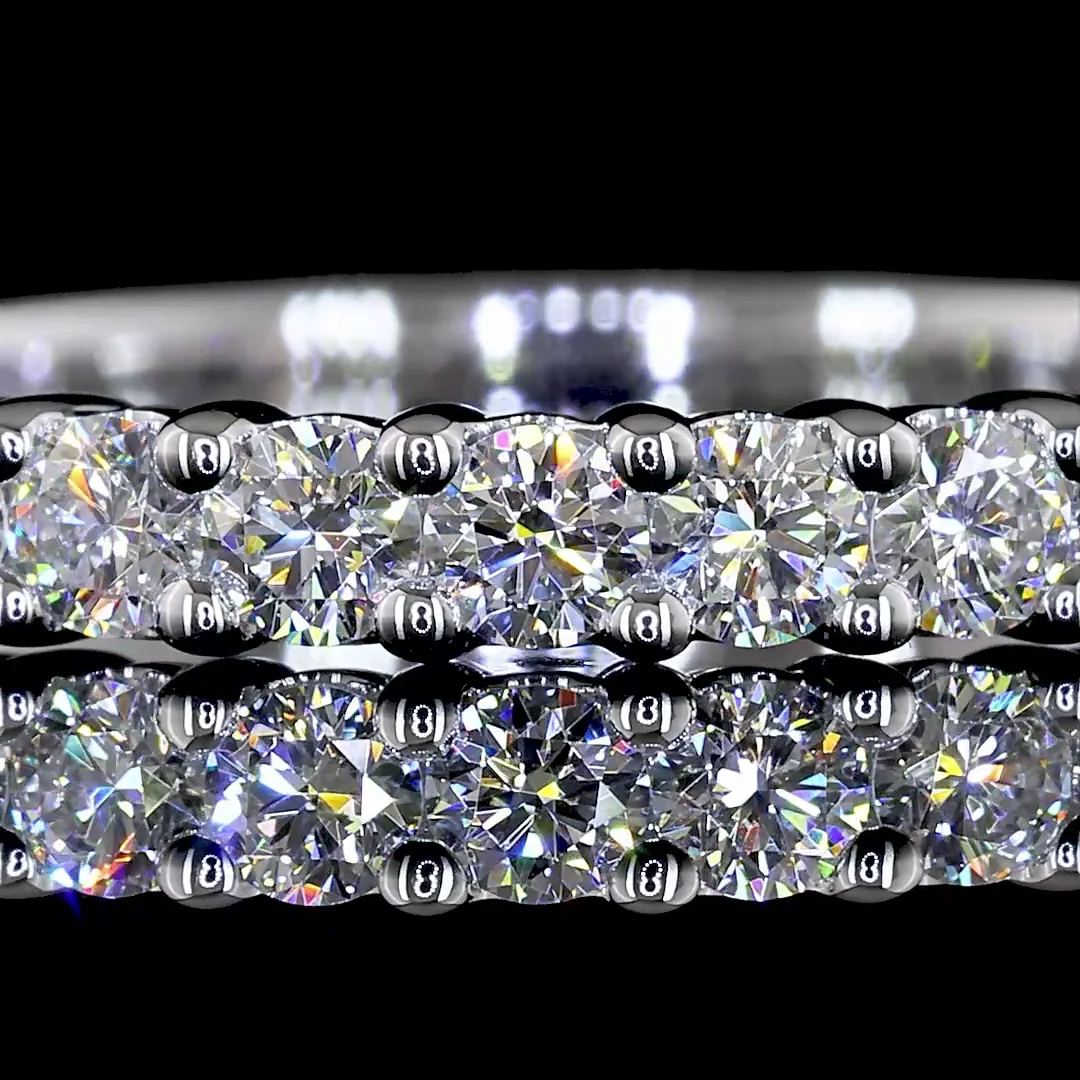 0.61 Cts 14k White Gold Round Shape Half Eternity Eternity Band - Image 3