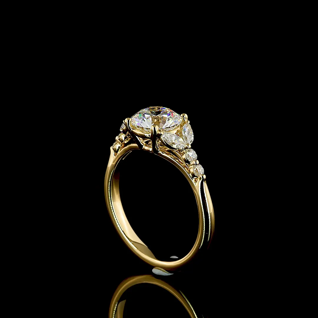 1.88 Cts 18k Yellow Gold Mix Shape Special Ring - Image 2