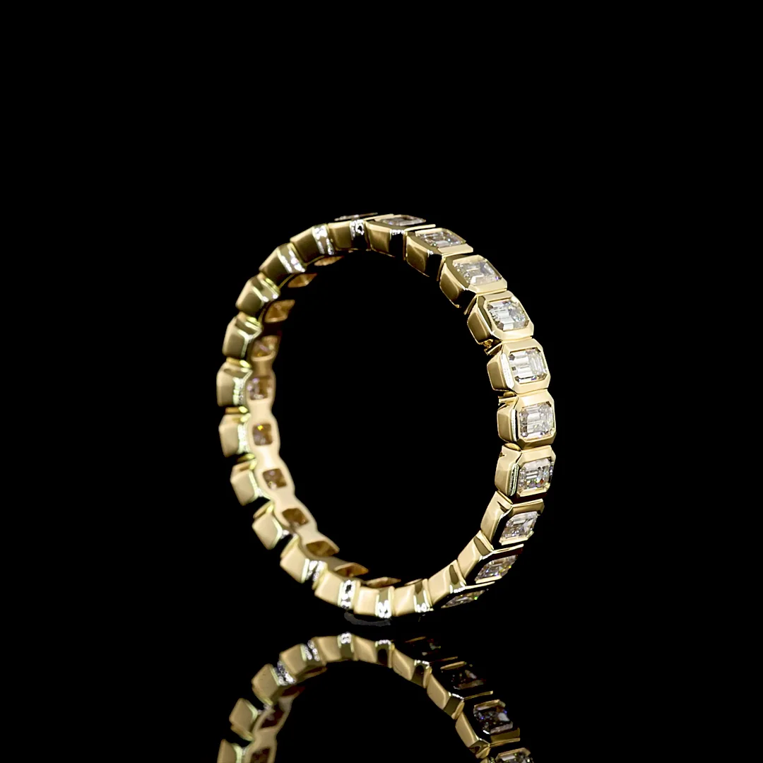 0.98 Cts 14k Yellow Gold Emerald Shape Eternity Band Eternity Band - Image 2