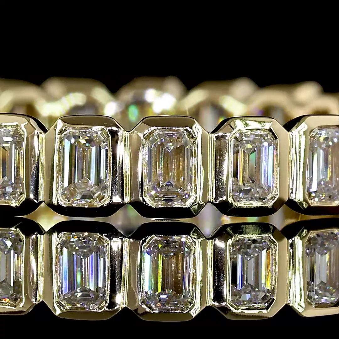 0.98 Cts 14k Yellow Gold Emerald Shape Eternity Band Eternity Band - Image 3