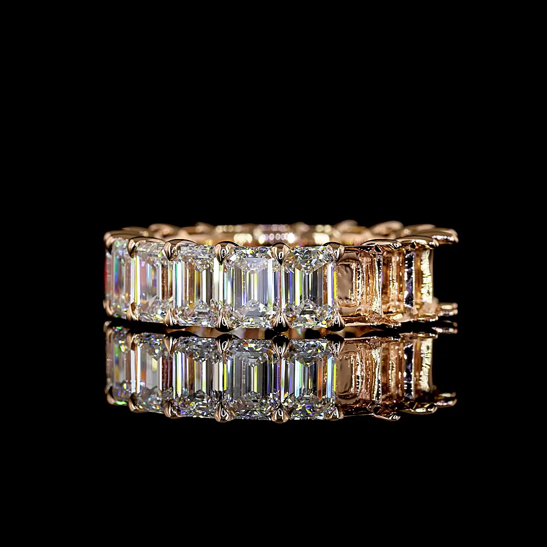 2.91 Cts 18k Rose Gold Emerald Shape Eternity Band Eternity Band - Video