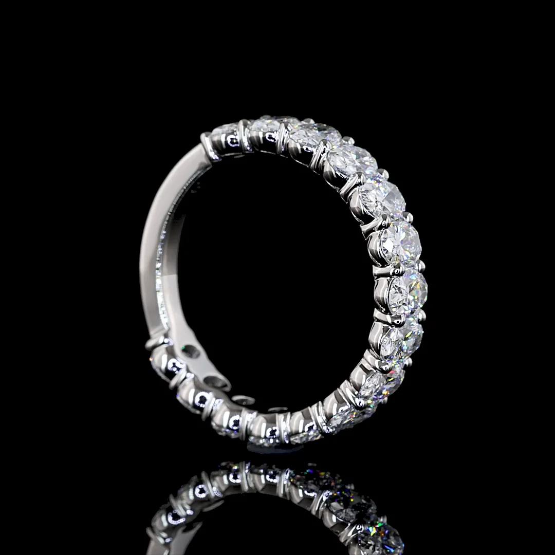 2.29 Cts Platinum Oval Shape 3/4 Band Earring - Image 2