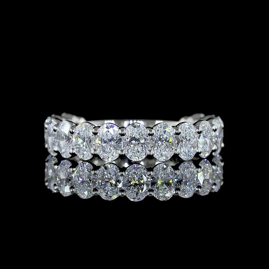 2.29 Cts Platinum Oval Shape 3/4 Band Earring - Video