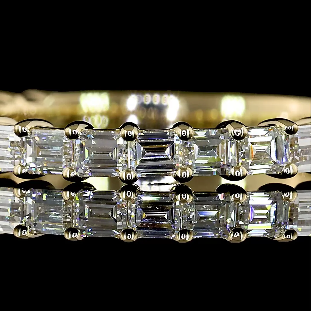 0.63 Cts 14k Yellow Gold Baguette Shape 3/4 Band Earring - Image 3