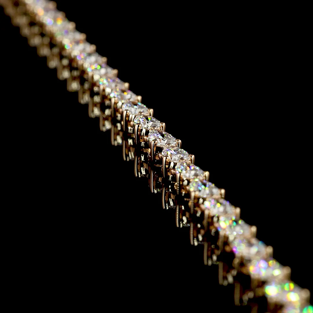 10.41 Cts 14k Rose Gold Pear Shape Tennis Necklace - Image 2